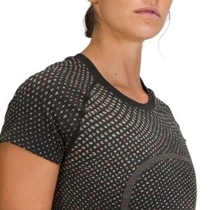 🦄lululemon Swiftly Tech Grid Warp Black Neon Multi Short Sleeve